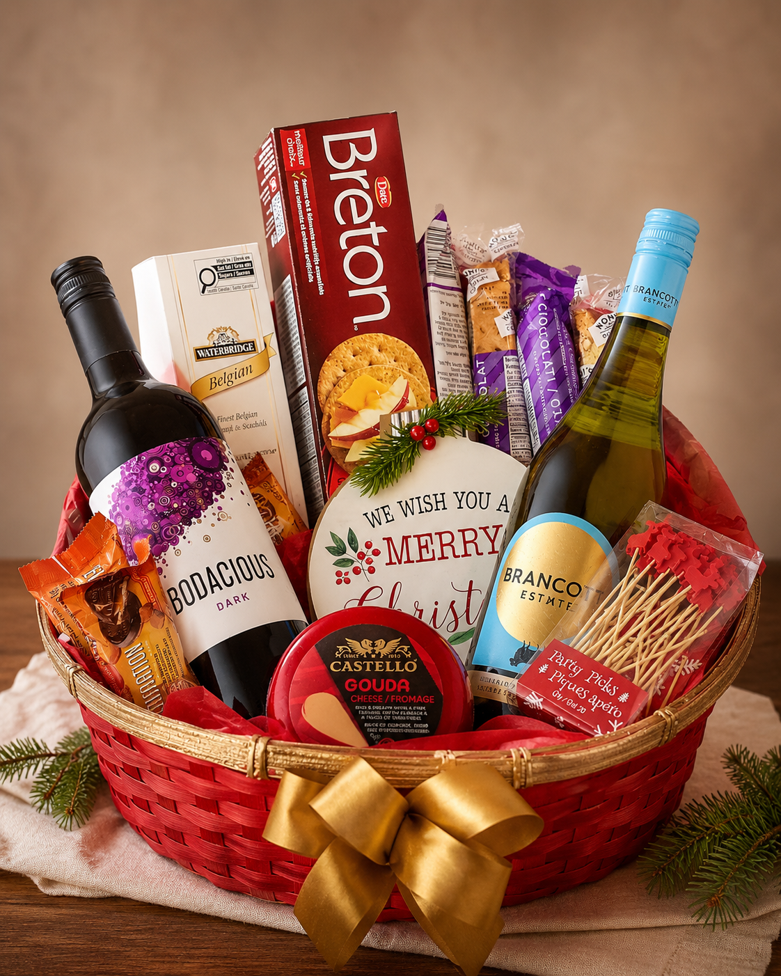 Holiday Seasonal Basket — festive basket for staff parties and holiday gifting