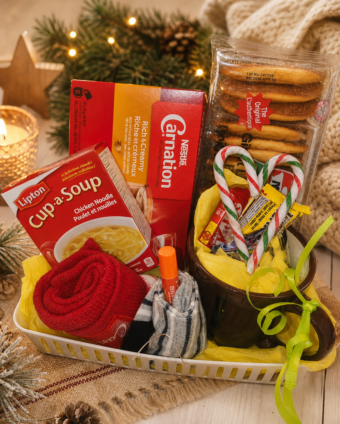 Sunshine Get Well Basket — yellow-themed get-well basket with tea, snacks, and lemonade